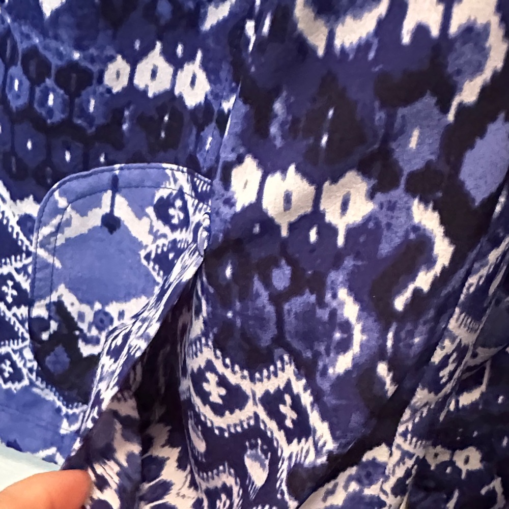 Blue Geometric Zip-Up Jacket - Patterned Lightwei… - image 5